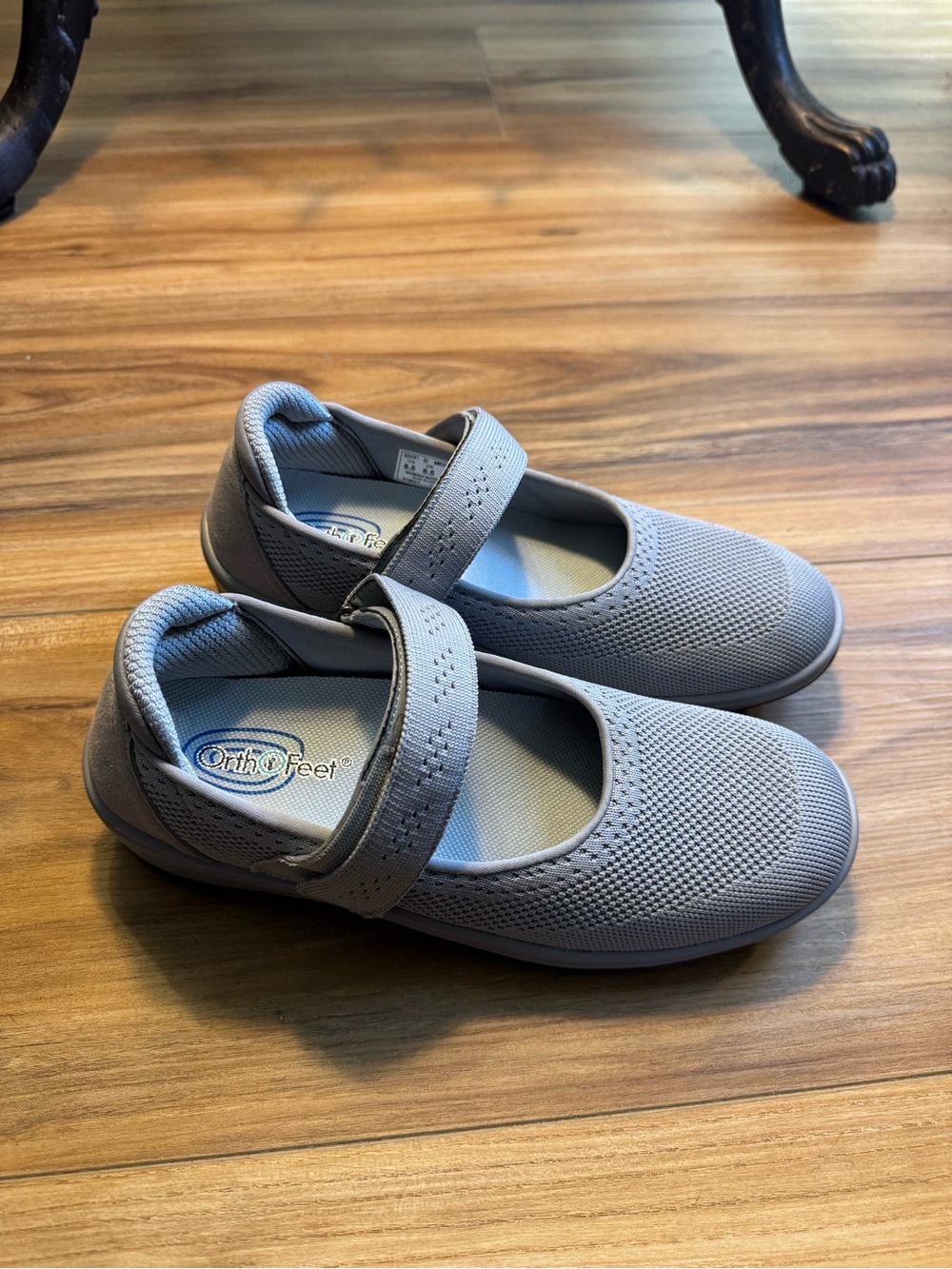 ORThoFeet Women's Jessa Mary Jane Comfort Flats in Light Gray